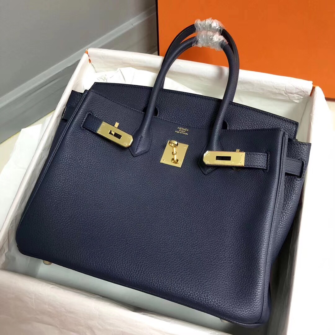 Hermes Birkin 35CM Togo Leather Handbag Deep Blue